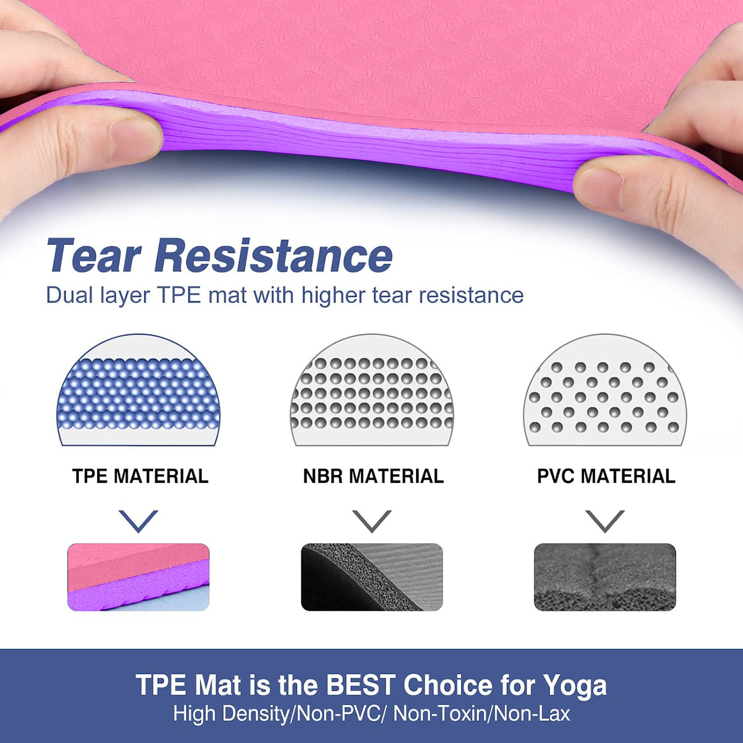 WErFIT TPE Yoga Mat for Gym Workout and Flooring Exercise for Men & Women with Strap Pink 6 mm Yoga Mat
