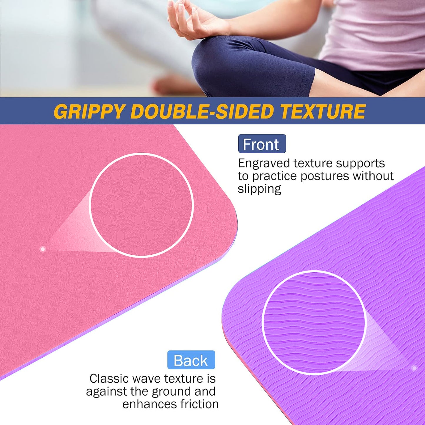 WErFIT TPE Yoga Mat for Gym Workout and Flooring Exercise for Men & Women with Strap Pink 6 mm Yoga Mat