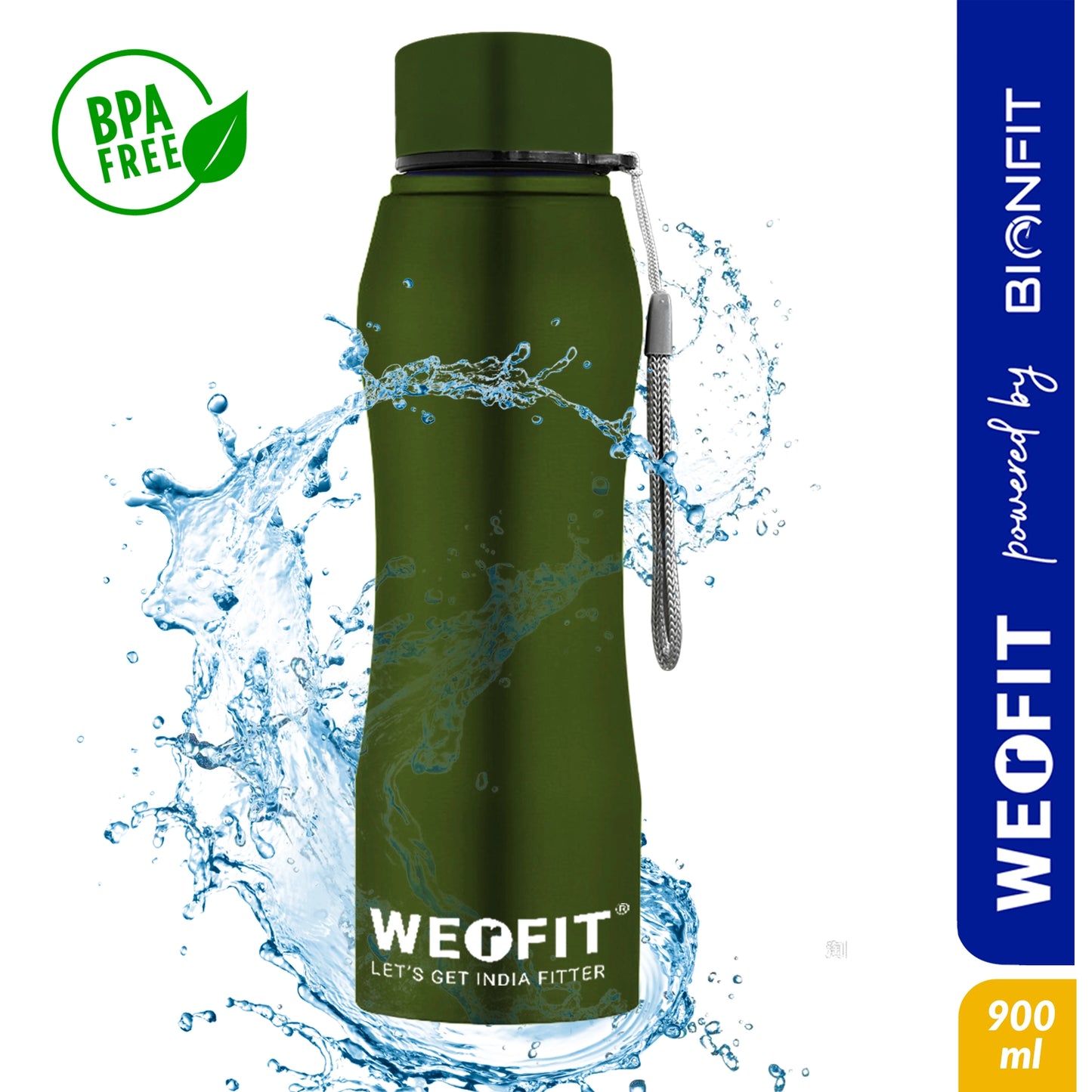 WErFIT Stainless Steel Sports Water Bottle for Gym Park Cycling Yoga Office School 750 ml Bottle (Pack of 1, Green, Steel)