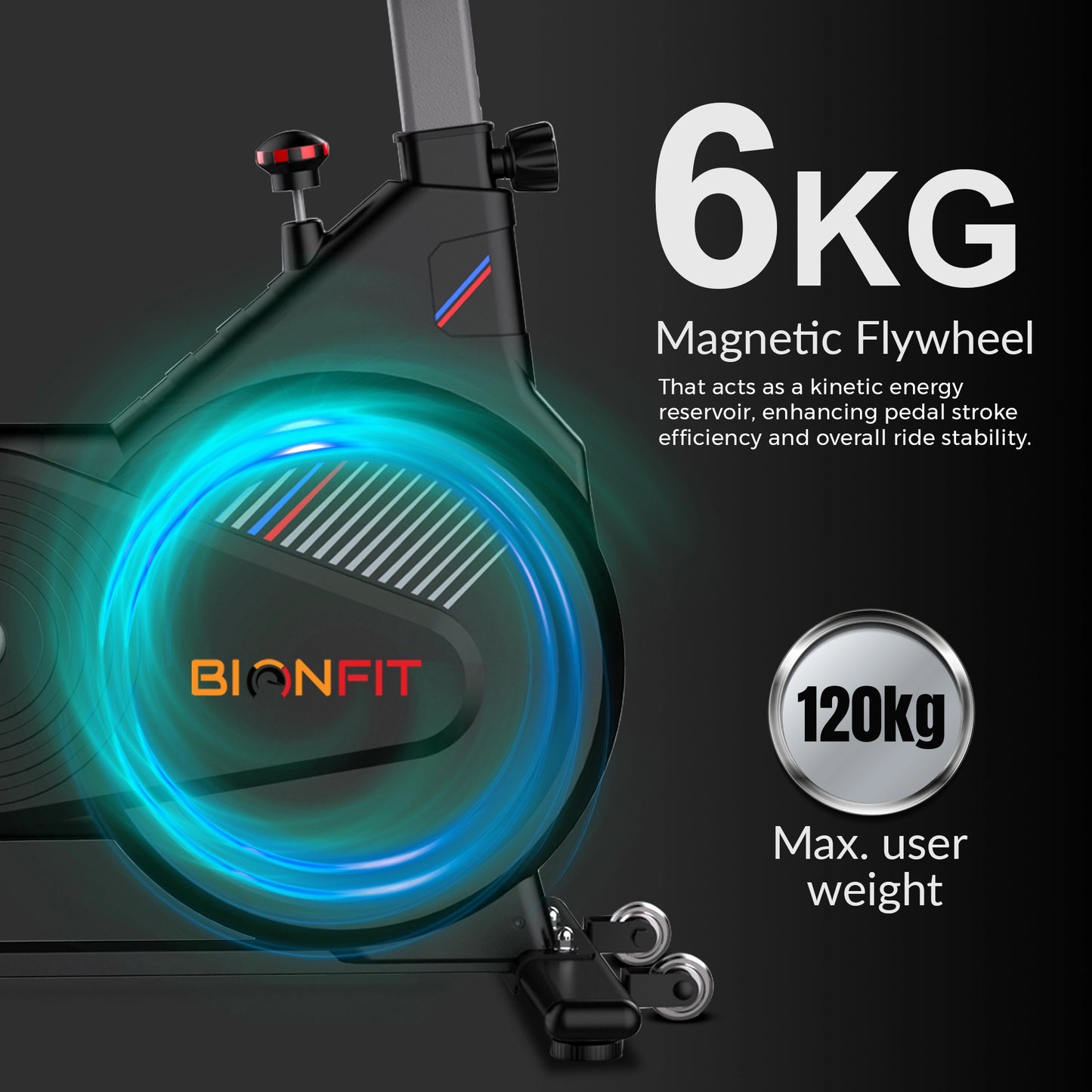 BIONFIT ApeXPro Magnetic Resistance Spin Exercise Cycle, 6 Kg Flywheel, Home Gym workout Spinner Exercise Bike (Black)