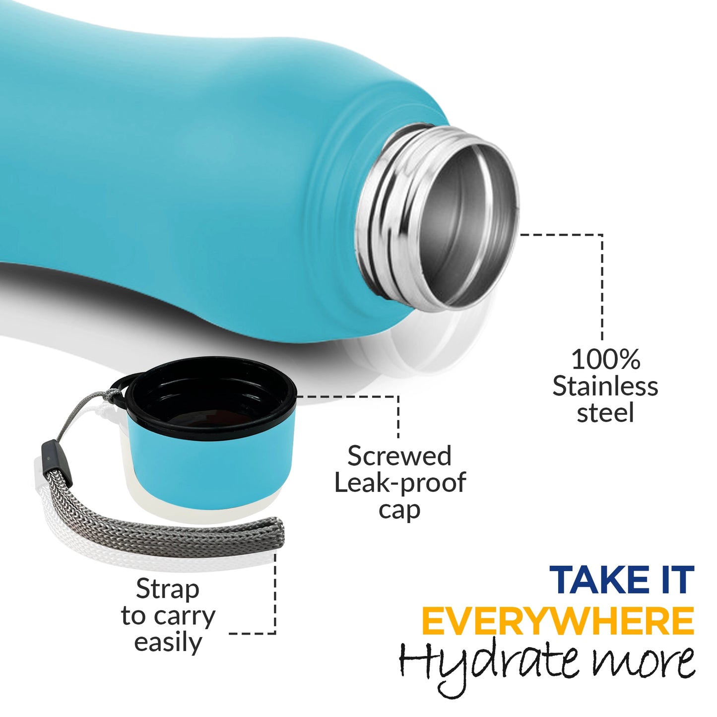 WErFIT Stainless Steel Water Bottle for Gym Park Cycling Yoga Office School Sports 900 ml Shaker