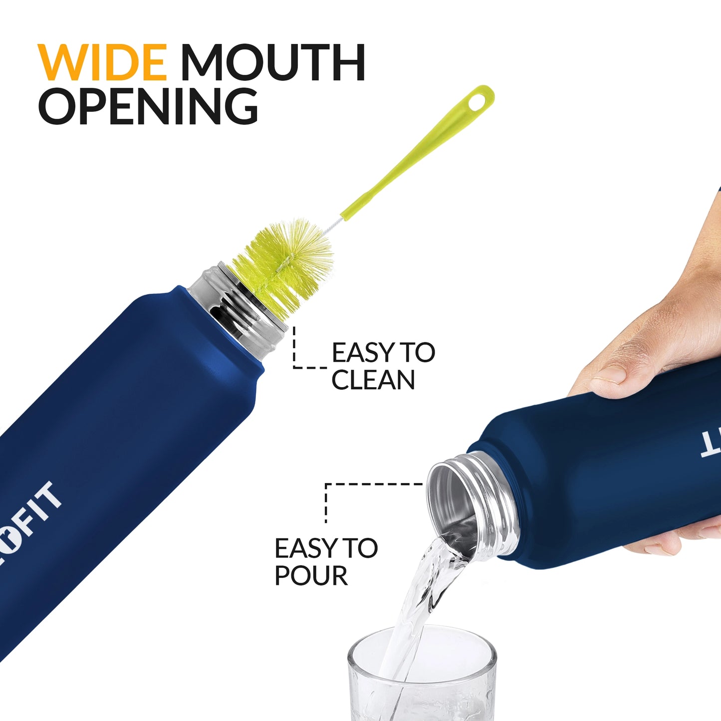 WErFIT Steel Water Bottle for Sports, Hiking, Home, Gym, Office, School, Carrying Strap 700 ml Shaker (Pack of 1, Blue, Steel)