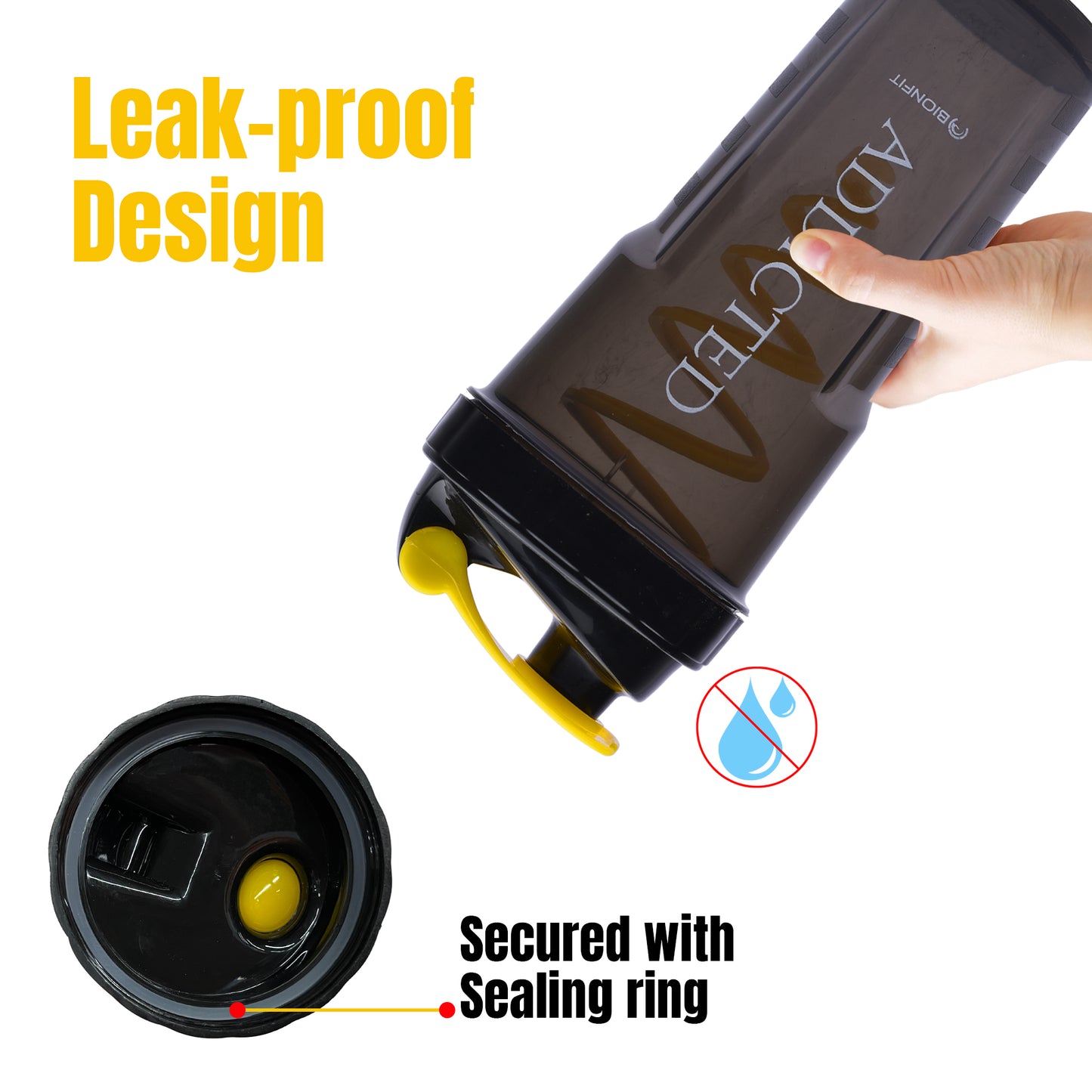 WErFIT Gym Shaker with Cyclone Blender | 100% Leakproof, BPA-Free Blender Bottle 700 ml Shaker (Pack of 1, Black, Plastic)
