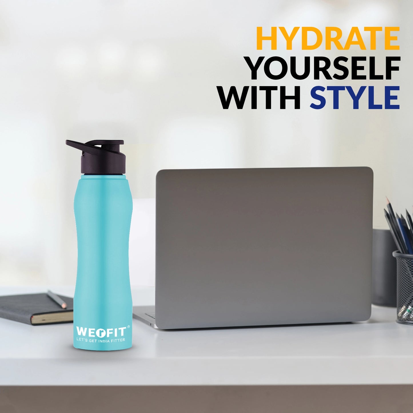 WErFIT Stainless Steel Water Bottle for Gym Park Cycling Yoga Office School Sports 900 ml Shaker (Pack of 1, Blue, Steel)
