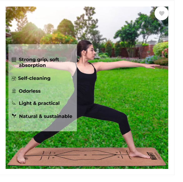 WErFIT Cork Yoga Mat for Gym Workout and Flooring Exercise for Men & Women with Strap Brown 6 mm Yoga Mat