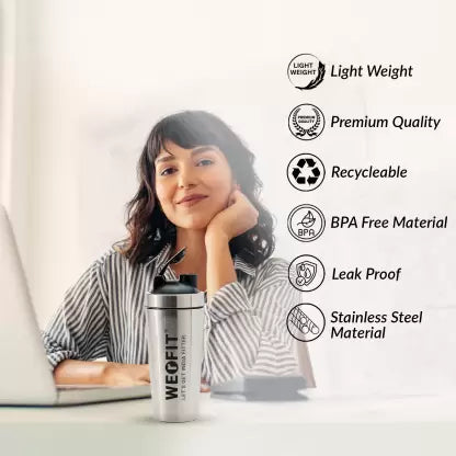 WErFIT Stainless Steel Gym Shaker Bottle for Protein Shake, Sports and Hiking Bottle 700 ml Shaker