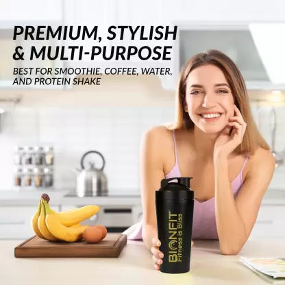 BIONFIT Stainless Steel Gym Shaker Bottle for Protein Shake, Sports and Hiking Bottle 700 ml Shaker