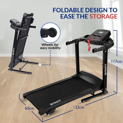 BIONFIT Cardio Flex 4HP Peak, Pulse Sensor, Max Weight 100kg, Foldable, Manual Inclined Treadmill