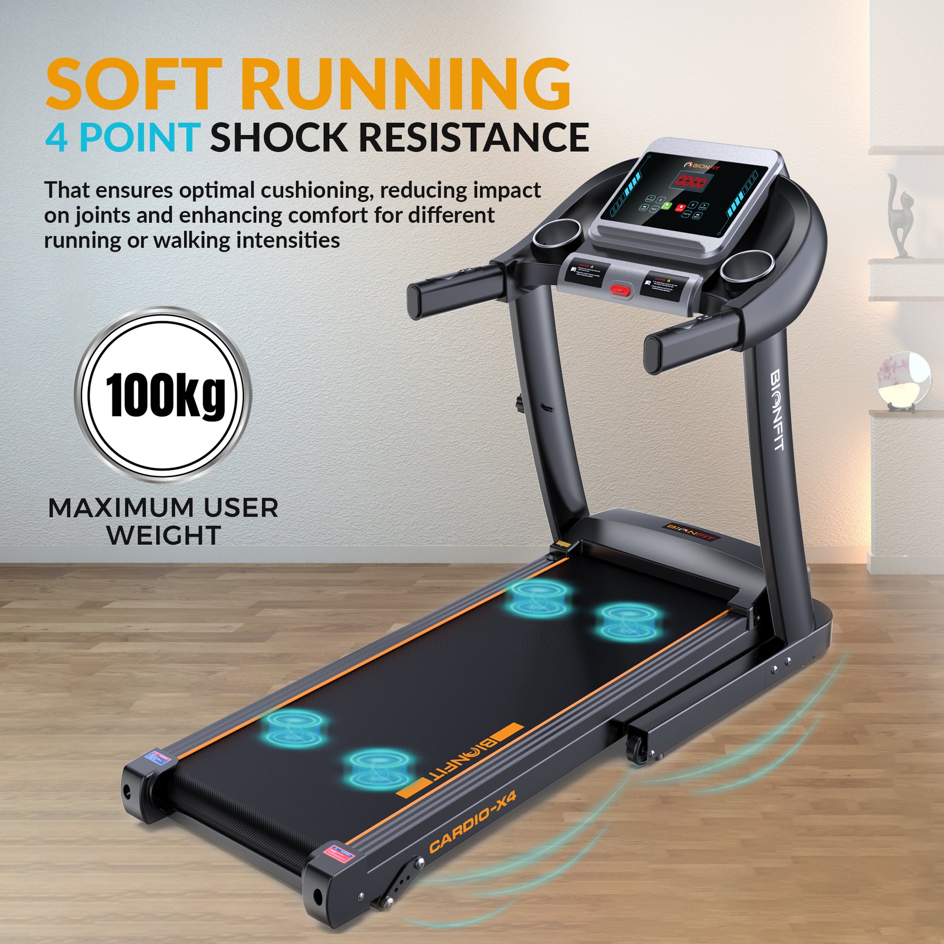 BIONFIT CARDIO-X4 Running Machine for Home Gym 3HP Peak