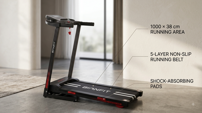 BIONFIT CARDIO-X8 Treadmill with Manual Incline | 3.5 HP Peak Motorized Running Machine for Home Gym Workouts | Max Weight 130 Kg