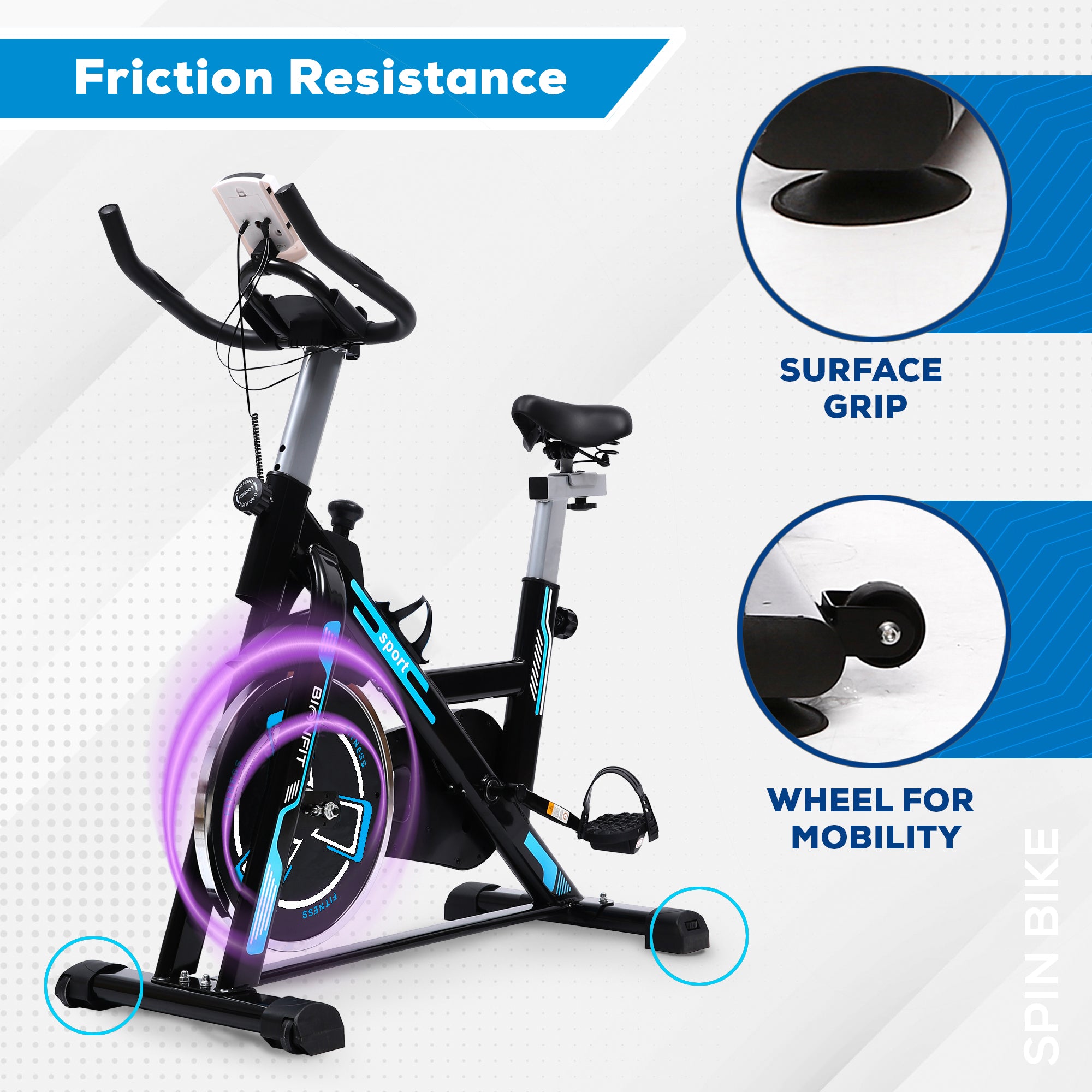 Bionfit 6kg Flywheel Spin Bike with 120kg Max User Weight. Bionmart