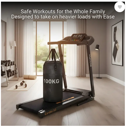 BIONFIT CARDIO-X2 Treadmills for Home | Foldable Running Machine, 3 HP Peak Motorized Treadmill (Max Weight:100 kg)