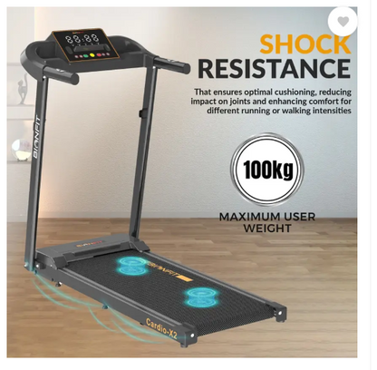 BIONFIT CARDIO-X2 Treadmills for Home | Foldable Running Machine, 3 HP Peak Motorized Treadmill (Max Weight:100 kg)