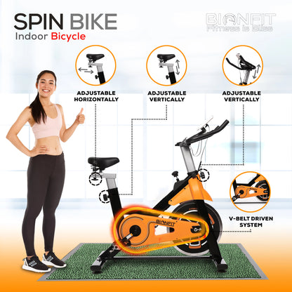 BIONFIT Spin Exercise Gym Cycle with 6 Kg Flywheel & Friction Resistance for Home Spinner Exercise Bike