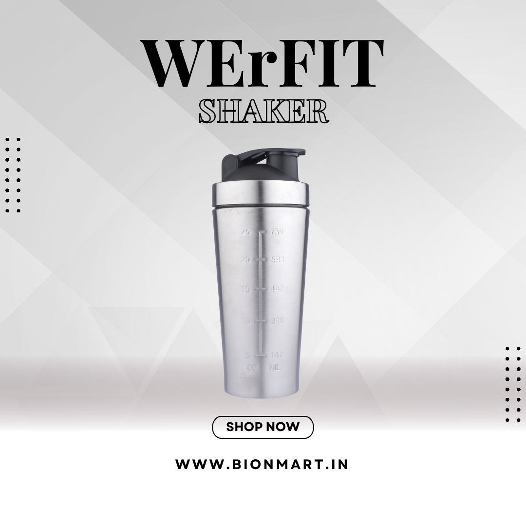 Stainless Steel Gym Shaker Bottle Ideal for Protein Shakes Bionmart