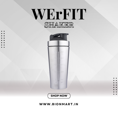 WErFIT Stainless Steel Gym Shaker Bottle for Protein Shake, Sports and Hiking Bottle 700 ml Shaker
