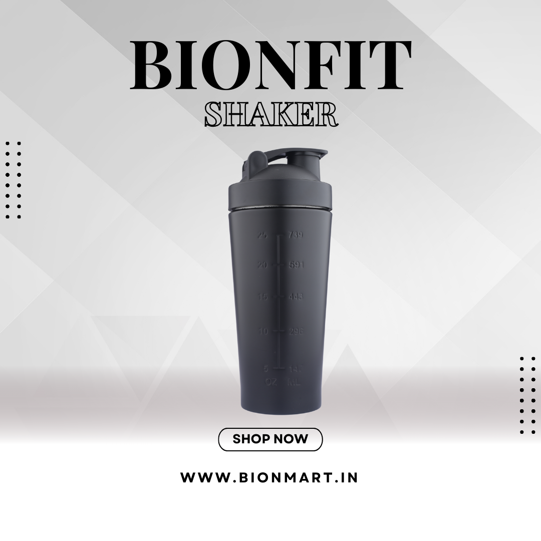 BIONFIT Stainless Steel Gym Shaker Bottle for Protein Shake Bionmart