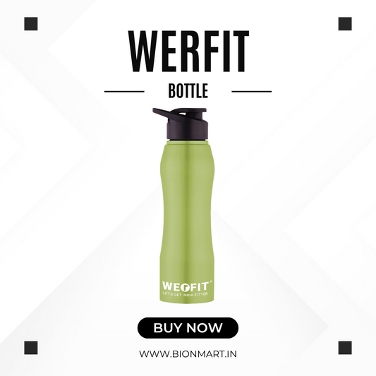 WErFIT Stainless Steel Water Bottle for Gym Park Cycling Yoga Office School Sports 900 ml Shaker  (Pack of 1, Green, Steel)