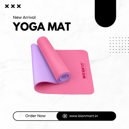 WErFIT TPE Yoga Mat for Gym Workout and Flooring Exercise for Men & Women with Strap Pink 6 mm Yoga Mat