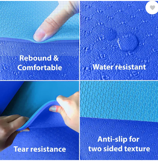 WErFIT TPE Yoga Mat with Carry Bag (2 FT, 10MM) for Home Gym Workout & Exercise Blue 10 mm Yoga Mat