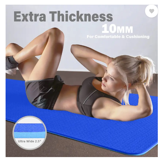 WErFIT TPE Yoga Mat with Carry Bag (2 FT, 10MM) for Home Gym Workout & Exercise Blue 10 mm Yoga Mat
