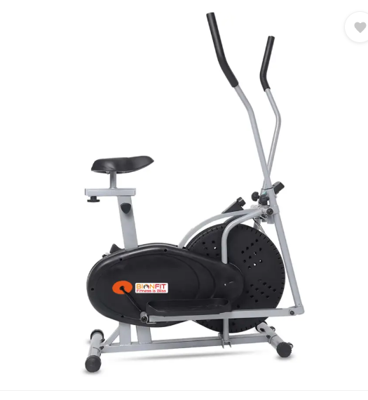 BIONFIT Fit Fusion Elliptical Cross Trainer Home Gym Standing Exercise Adjustable Handle Dual-Action Stationary Exercise Bike (Grey, Black)