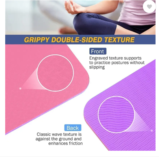 WErFIT TPE Yoga Mat for Gym Workout & Flooring Exercise for Men & Women with Strap 6mm Pink 15 mm Yoga Mat