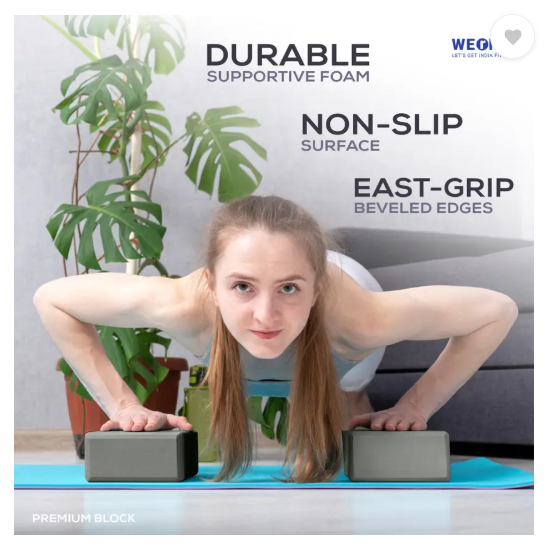 WErFIT Premium EVA Yoga Brick - Non-Slip, Lightweight Support for Yoga & Pilates Yoga Blocks  (Grey Pack of 1)