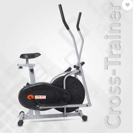 BIONFIT Fit Fusion Elliptical Cross Trainer Home Gym Standing Exercise Adjustable Handle Dual-Action Stationary Exercise Bike (Grey, Black)