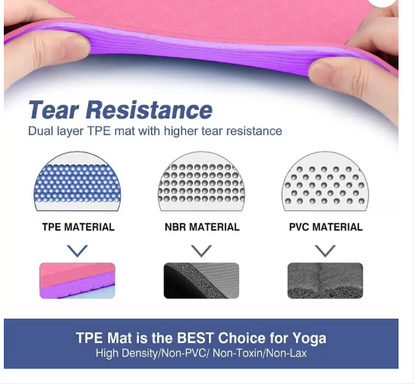 WErFIT TPE Yoga Mat for Gym Workout & Flooring Exercise for Men & Women with Strap 6mm Pink 15 mm Yoga Mat