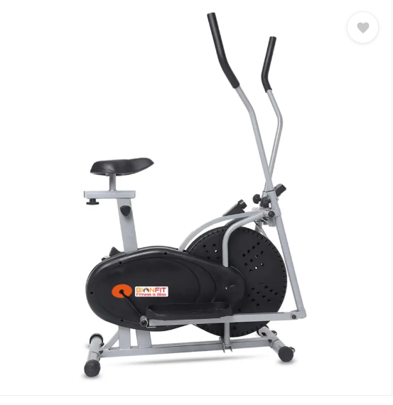 BIONFIT Fit Fusion Elliptical Cross Trainer Home Gym Standing Exercise Adjustable Handle Dual-Action Stationary Exercise Bike (Grey, Black)