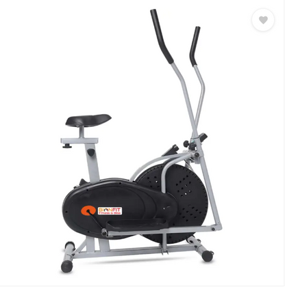 BIONFIT Fit Fusion Elliptical Cross Trainer Home Gym Standing Exercise Adjustable Handle Dual-Action Stationary Exercise Bike (Grey, Black)