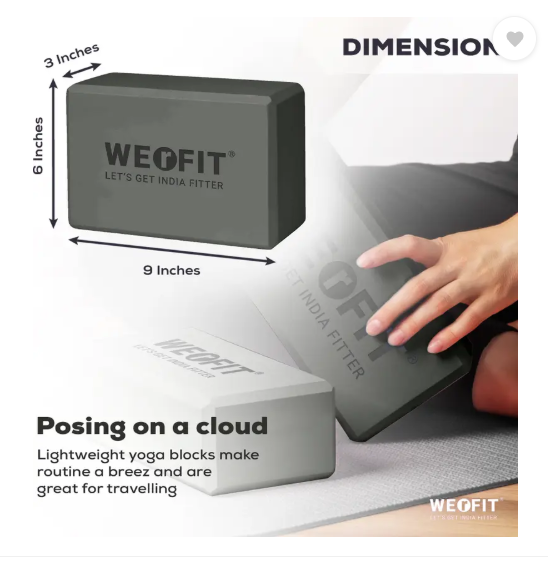 WErFIT Premium EVA Yoga Brick - Non-Slip, Lightweight Support for Yoga & Pilates Yoga Blocks  (Grey Pack of 1)