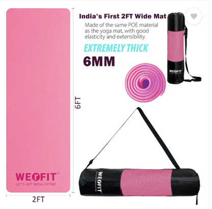 WErFIT TPE Yoga Mat for Gym Workout & Flooring Exercise for Men & Women with Strap 6mm Pink 15 mm Yoga Mat