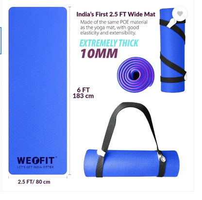 WErFIT Yoga Mat For Men & Women, Double Layer 2 Feet Wide TPE Exercise Mat, Blue, Purple 15 mm Yoga Mat