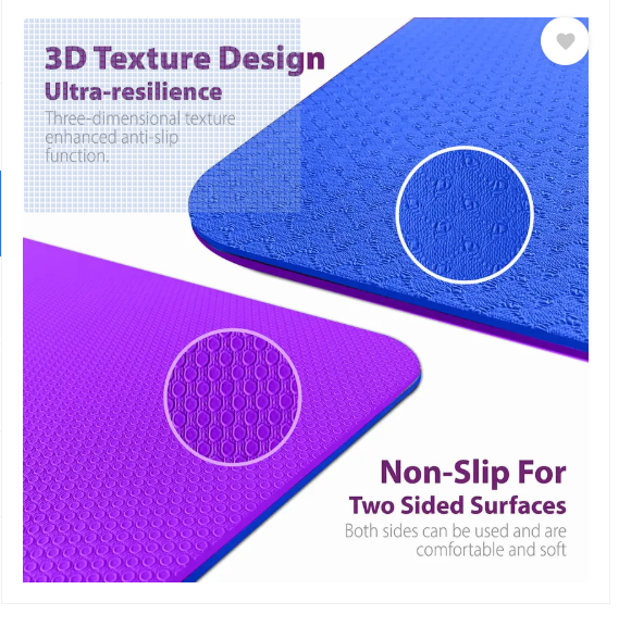 WErFIT Yoga Mat For Men & Women, Double Layer 2 Feet Wide TPE Exercise Mat, Blue, Purple 15 mm Yoga Mat