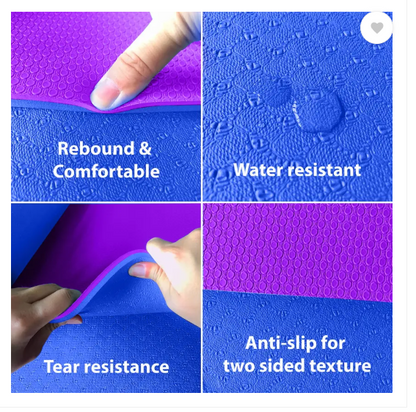 WErFIT Yoga Mat For Men & Women, Double Layer 2 Feet Wide TPE Exercise Mat, Blue, Purple 15 mm Yoga Mat