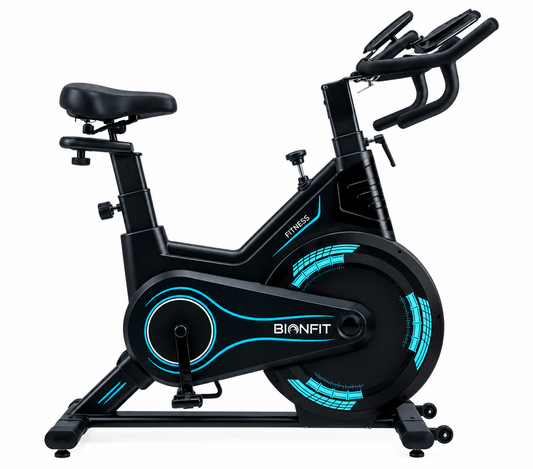 BIONFIT Magnetic Spin Bike for Home Gym Workouts | 10Kg Flywheel, Heavy Duty 170Kg Capacity | Silent Belt Drive | Adjustable Seat, Handle & LED Pulse Monitor | Cyclone-X Indoor Exercise Fitness Cycle