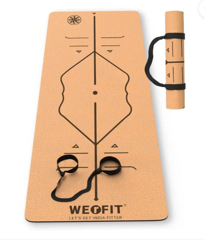 WErFIT Cork Yoga Mat for Gym Workout and Flooring Exercise for Men & Women with Strap Brown 6 mm Yoga Mat