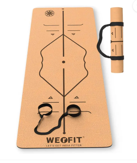 WErFIT Cork Yoga Mat for Gym Workout and Flooring Exercise for Men & Women with Strap Brown 6 mm Yoga Mat