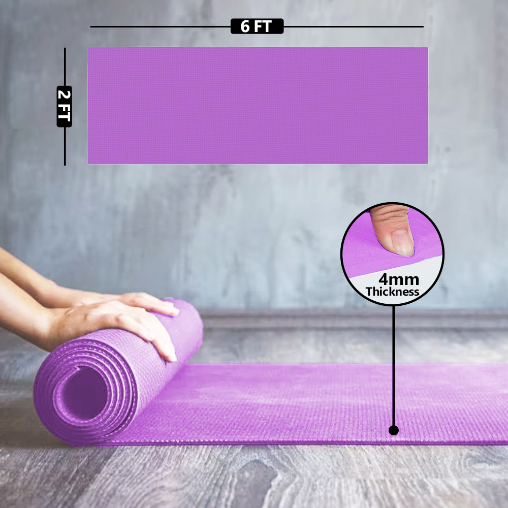 WErFIT 4mm Soft Premium EVA, Anti Skid, Home Exercise, Gym workout, for Women Purple 4 mm Yoga Mat