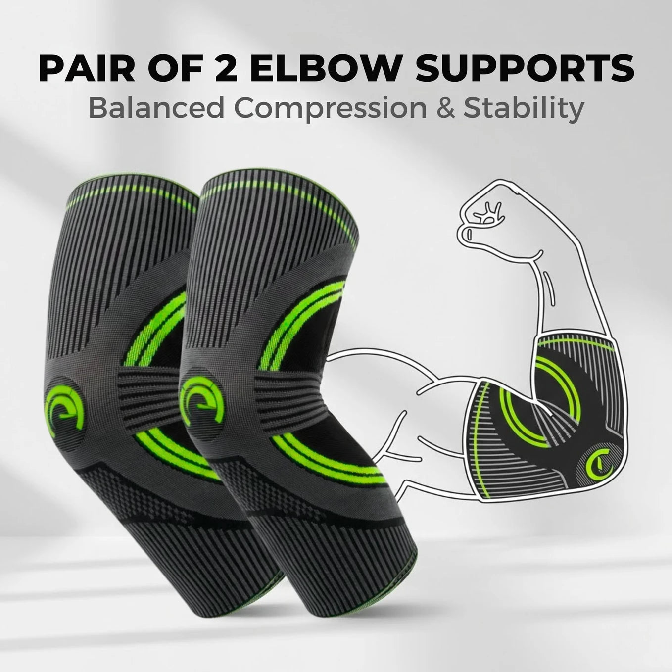 Elbow Support for Gym, Pack of 2, Tennis Elbow & Pain Relief Sleeves Men & Women