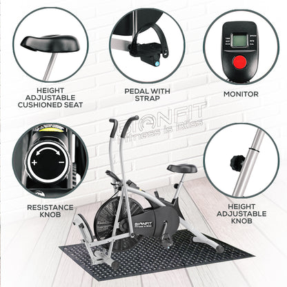 Bionfit ON03CM Curved Moving Handle Air Bike with Twister - The Next Generation of Cardio Fitness Equipment