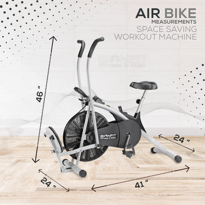 Bionfit ON03CM Curved Moving Handle Air Bike with Twister - The Next Generation of Cardio Fitness Equipment