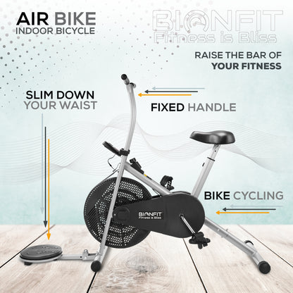 Bionfit ON03F 100kg Max Weight Fixed-Handle Air Bike with Twister Feature