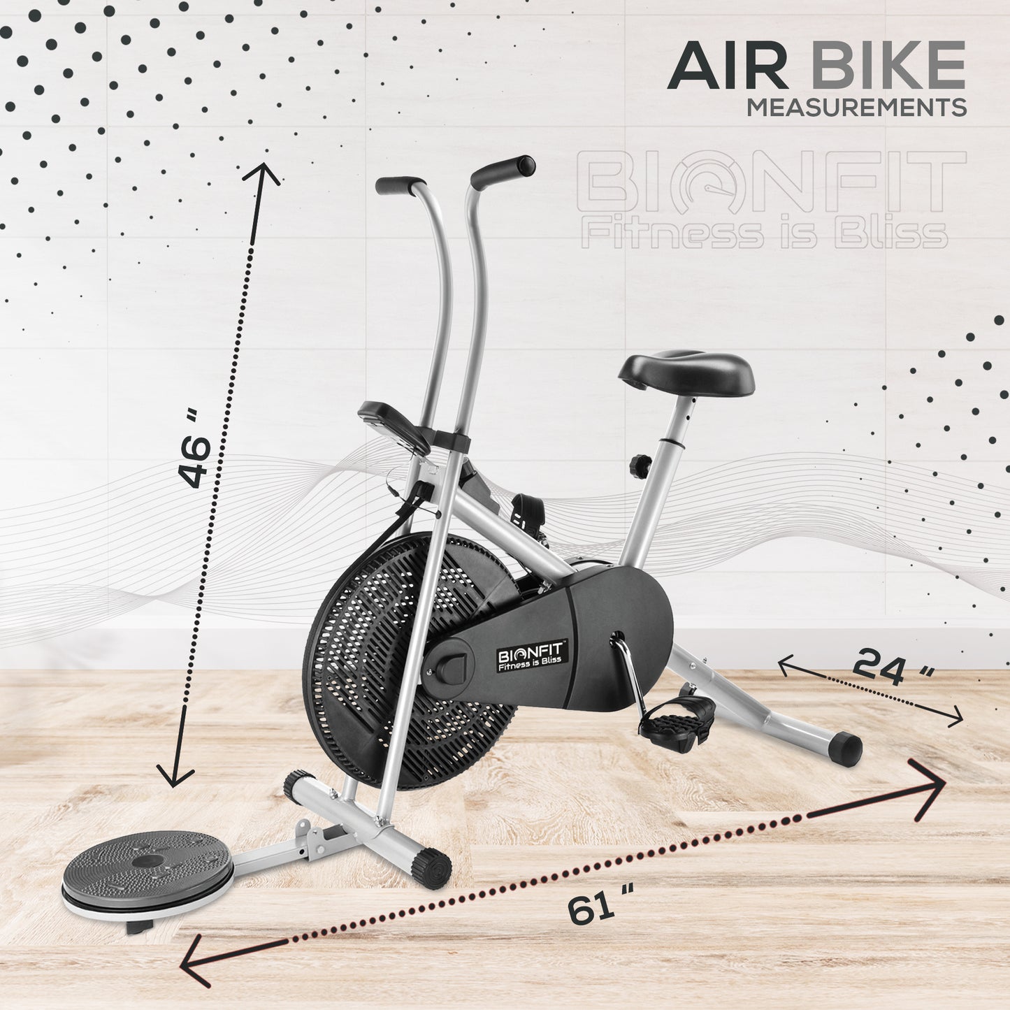 Bionfit ON03F 100kg Max Weight Fixed-Handle Air Bike with Twister Feature