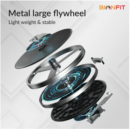 BIONFIT Magnetic Spin Bike for Home Gym Workouts | 10Kg Flywheel, Heavy Duty 170Kg Capacity | Silent Belt Drive | Adjustable Seat, Handle & LED Pulse Monitor | Cyclone-X Indoor Exercise Fitness Cycle