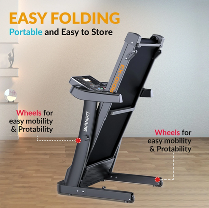 BIONFIT CARDIO-X3 Running Machine | Inbuilt Bluetooth, 3HP DC Motorized |Manual Incline Treadmill