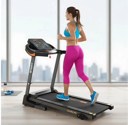BIONFIT CARDIO-X5 Motorized Treadmill with LCD Display & Heart Rate, Running Machine Treadmill