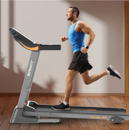 BIONFIT CARDIO-X5 Motorized Treadmill with LCD Display & Heart Rate, Running Machine Treadmill